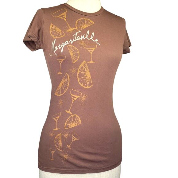 Jimmy Buffett Margaritaville Cotton Brown Tee Shirt Size Small - Picture 1 of 3